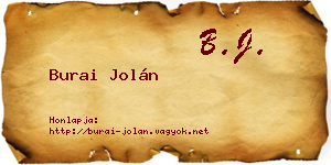 Burai Jolán névjegykártya